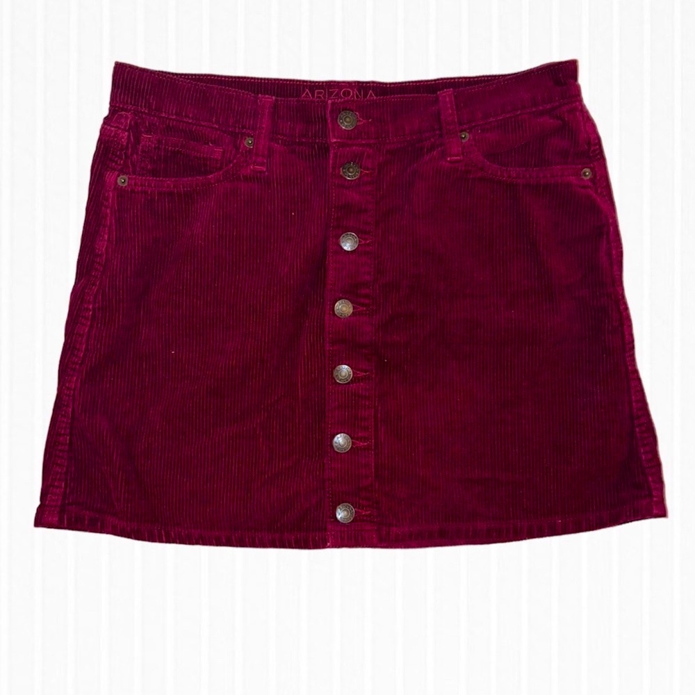 Maroon Corduroy Mini Skirt